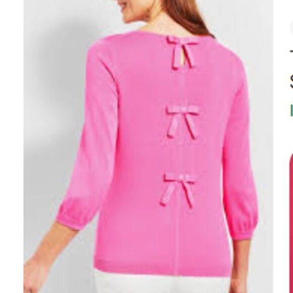 Talbots Sweaters - Talbots Pink Bonnie Bows Crewneck Sweater Size XS